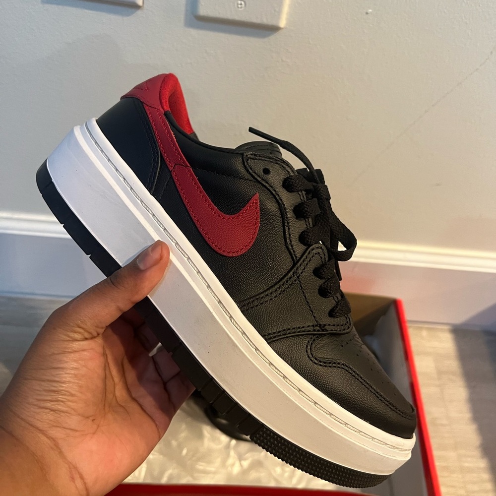 Nike Black and Red Low-Top Platform Sneaker